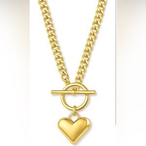 ZEF Radiant Dainty Gold Heart Toggle Necklace